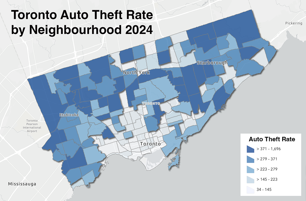 Auto Theft Rate by Neighbourhood